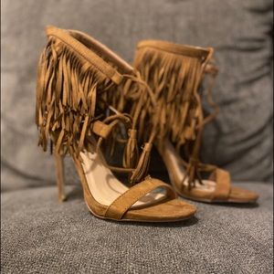 Brown suede heels
